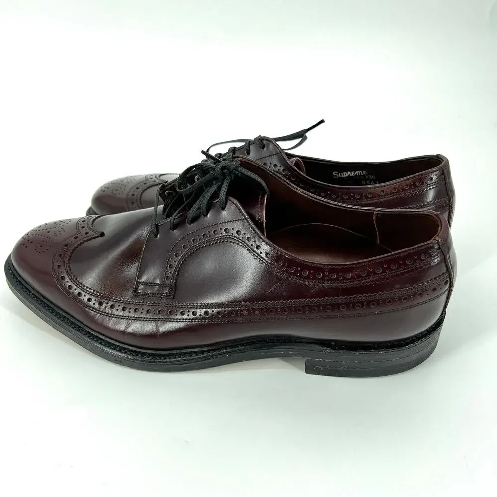 Foot-So-Port Mens Oxblood Wing Tip Leather Dress Shoes Size 10.5 Preowned